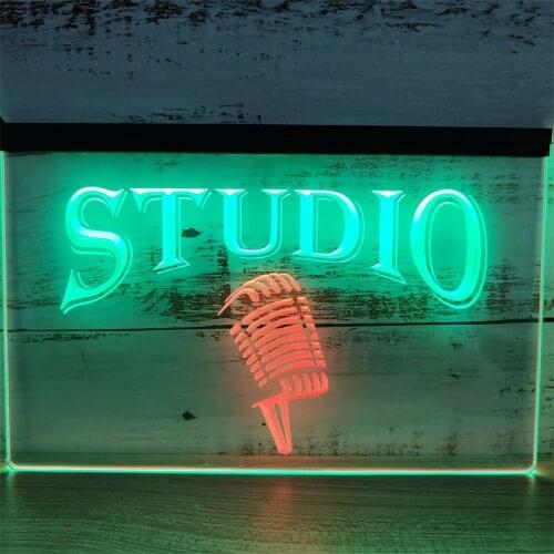 Ss013 Studio On The Air Microphone Bar Dual Color Led Neon Sign