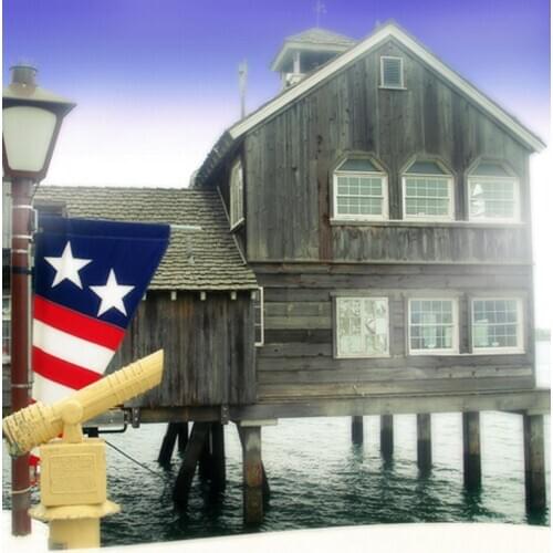 5x7ft Wooden House on Water Photography Backdrops Photo Props Studio Background