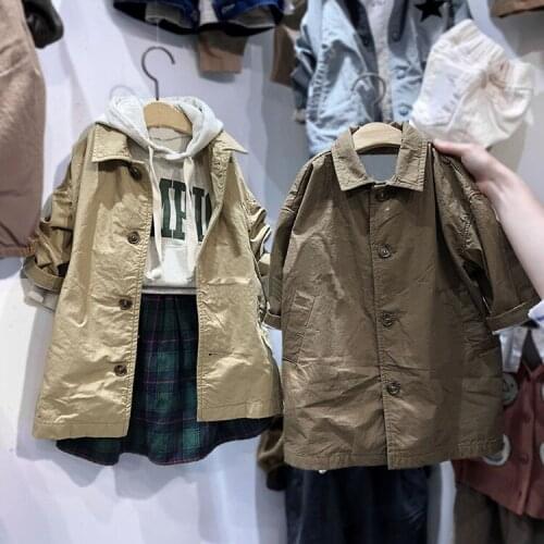 2020 summer Korean childrens clothing new boys and girls fashion mid-length long-sleeved lapel cardigan jacket
