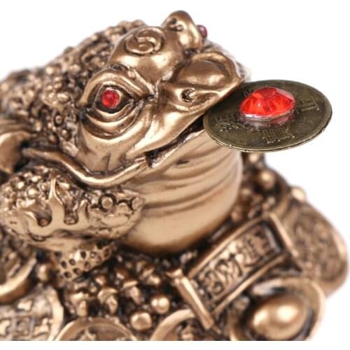 Chinese Feng Shui Toad Money LUCKY Fortune Wealth Golden Frog Toad Coin Home Office Decoration Tabletop Ornaments Decoration