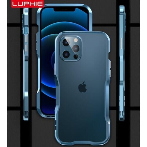 LUPHIE Metal Bumper For iPhone 12 11 Pro Max SE 2020 Case iPhone12 mini Luxury Shockproof Armor Irregularly Aluminum Cover