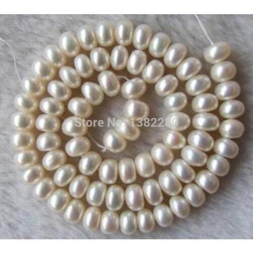 Fashion DIY jewelry 5-7MM White Freshwater Pearl Loose Beads 14" 2 piece/lot fashion jewelry