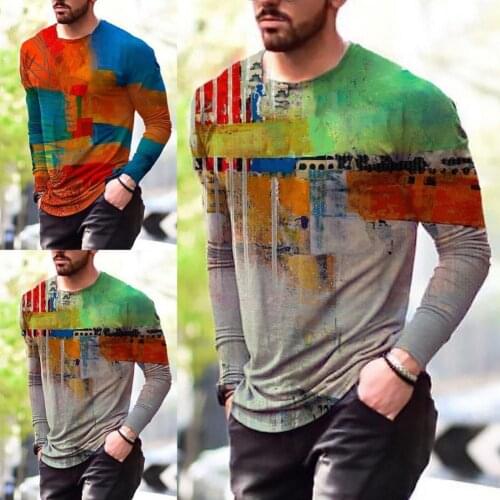 Men T-ShirtsCotton Blend Long Sleeve Breathable Cotton Blend Round Neck Tops round neck long sleeves Tops Men