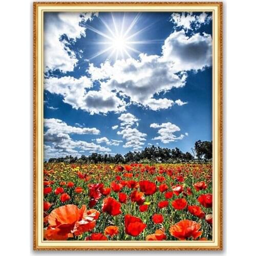 Flower DIY 11CT Embroidery Cross Stitch Kits Craft Needlework Set Printed Canvas Cotton Thread Home Decoration Wholesale Design