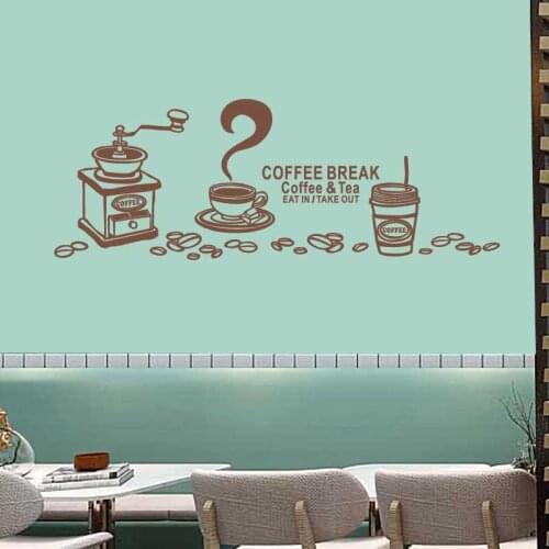 Coffee Shop Sticker Decal Cafe Cup Vinyl Art Wall Decals Decor Decoration Break Coffee Glass Decals CAFE1019