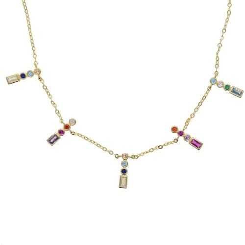 2020 new baguette cz paved Rainbow choke necklace bling heart arrow cz charm square halo cz drop charm statement women jewelry