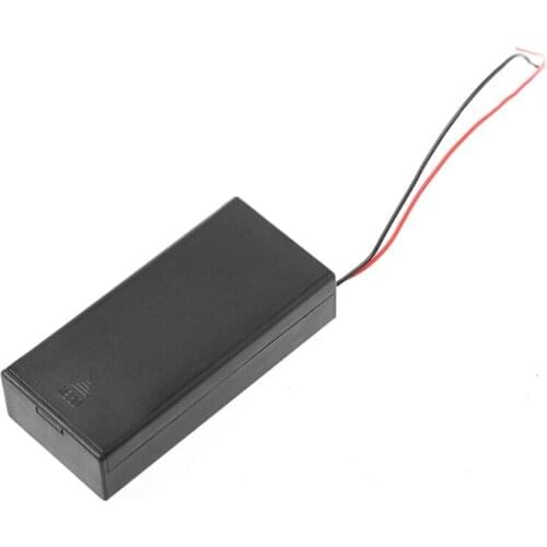 OOTDTY New 3.7V 2x 18650 Battery Holder Box Storage Case Container With Cable ON/OFF Switch Black 2018 High Quality