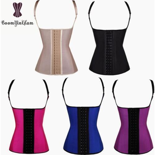 Adjustable Straps 3 Hooks 9 Steel Boned Latex Waist Trainer plus Size Slimming Tummy Body Shaperwear