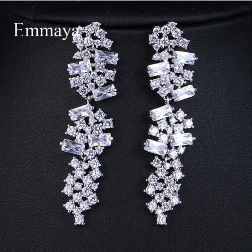 EMMAYA Fashion Rhinestone Leaf Zircon Earrings Women Wedding Jewelry Geometric Elegant Statement Romantic Earrings