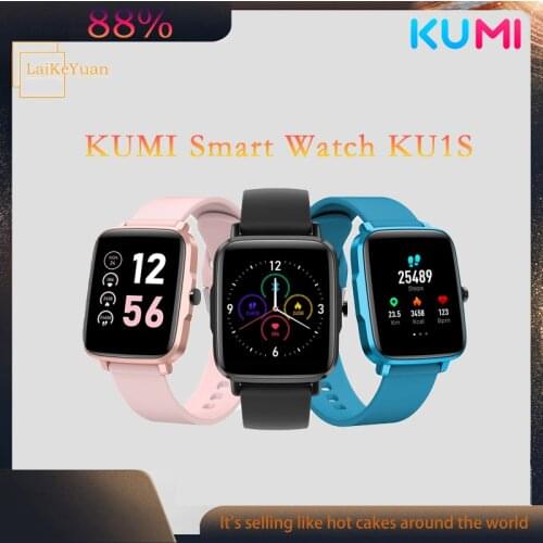 Kumi Ku1s Smart Watch Waterproof Ip68 Full Touch Fitness Tracker Blood Pressure Heart Rate Monitor Bt5.0 For Android Ios