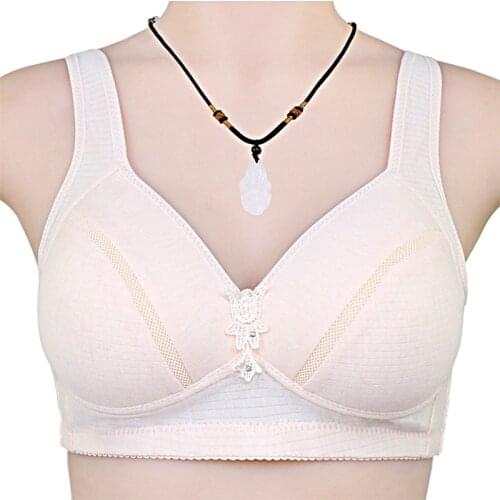 Cotton Comfortable Wire Free Bra Women Underwear Camisole Push Up Brassiere Plus Size 36 to 44,B C Cup