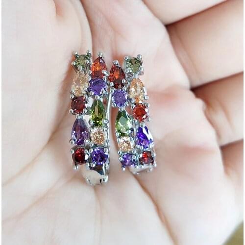Unique Rhinestone Crystal Stud Earrings for Women Slim U-shaped Ear Clip Zircon Hoop Jewelry Fashion