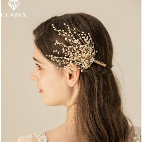 CC Combs Hairgrip Wedding Hair Accessories For Women Bidal Fashion Jewelry Comb Gold Color Luxury Leaf Shape Party Hairwear O550