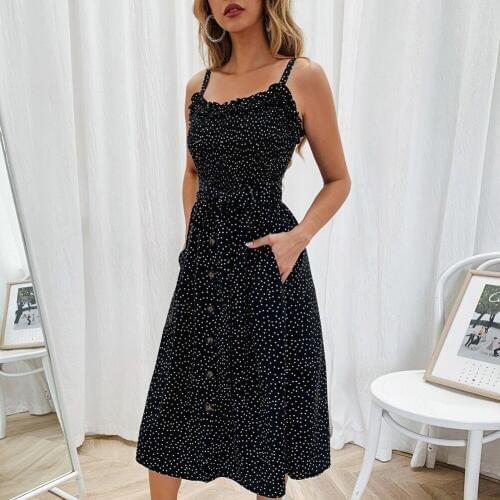 2019 Summer Dress Simple Casual Fashion Trendy Sexy Temperament Dot Print Large Size Loose Sleeveless O-Neck Women Dress ZW216