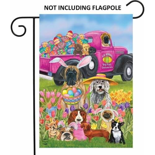 1pc 12.5" x 18" Easter Dogs Holiday Humor Garden Flag Decorated Eggs Outdoor Yard Flags House Decoration Flags