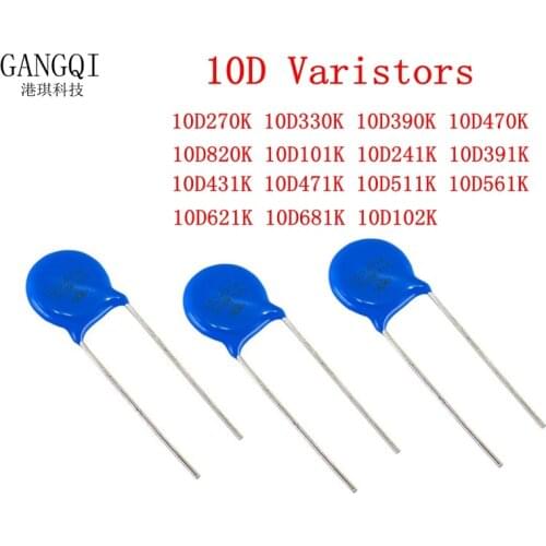 10PCS Varistor 10D101K 10D241K 10D270K 10D271K 10D330K 10D390K 10D391K 10D470K 10D471K 10D511K 10D820K 10D681K piezoresistor