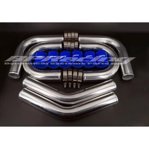 2.75" inch / OD 70mm BLUE TURBO INTERCOOLER PIPE 2.75" INCH / 2mm thickness ALUMINUM PIPING + T - CLAMPS + SILICONE HOSES