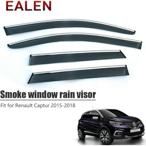 EALEN For Renault Captur 2015 2016 2017 2018 ABS Vent Sun Deflectors Guard Car Accessories 4Pcs/1Set Smoke Window Rain Visor