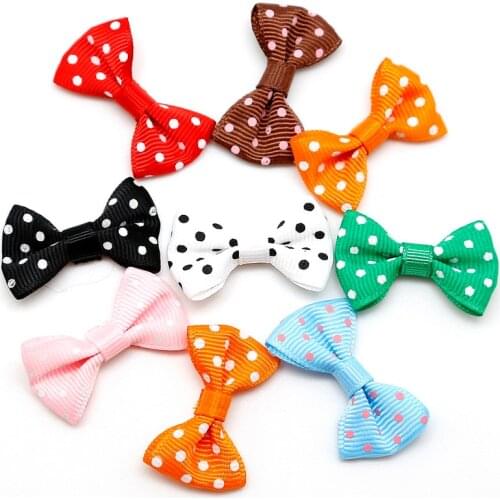 25-50pcs 4x2.5cm Grosgrain Dots Ribbon Bow Mini Boutique Hair Bow for Scrapbook DIY Hair Bow Ties Hair Accessories