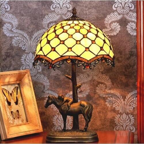 Tiffanylamp Antique Table Lamp For Living Room Decoration European Bedside Stained Glass Bedroom Table Lamp Nordic For Girls