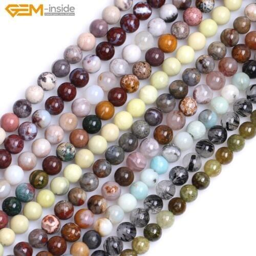 G16238Gem-inside 8mm Round Natural Stone Beads For Jewelry Making Beads 15'' DIY Beads Necklace Earring bracelets for women Gift
