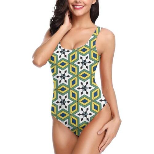 Geometric Sexy One-piece Swimwear With Push Up Women Swimsuit Closed Body Female Bathing Suit For Pool Beach Wear