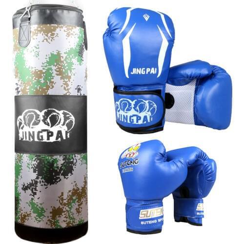 GINGPAI Adult Boxing Gloves + Kids Boxing Glove Mitts+1pc Empty Sandbags Set Suit 100cm Training Fitness MMA Fight Punching Bag