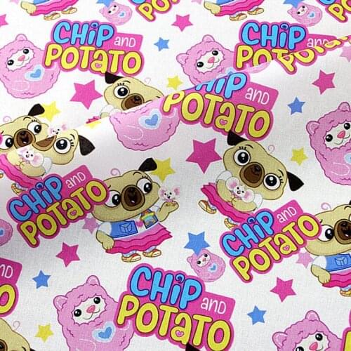 Cartoon Chip and Potato Cotton Fabric for Kids Clothes Home Textile Slipcover Sewing Quilting DIY Needlework Material