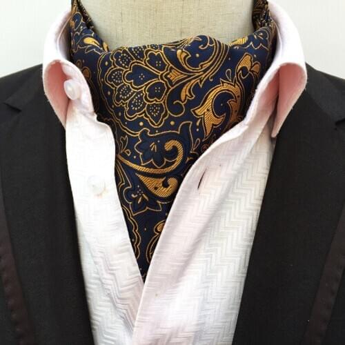 Linbaiway Mens Ascot Vintage Paisley Classic Wedding Business Formal cravat Self Ties Gentleman polyester Neck Tie Custom LOGO