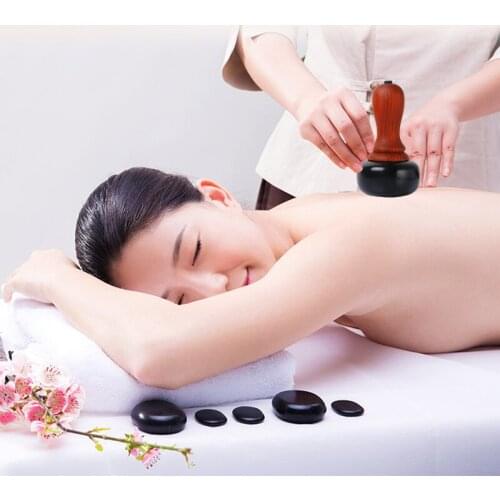 Hot Stone Electric Gua Sha Massager Natural Stone Needle GuaSha Scraping Back Neck Face Massage Relax Muscles Skin Lift Spa