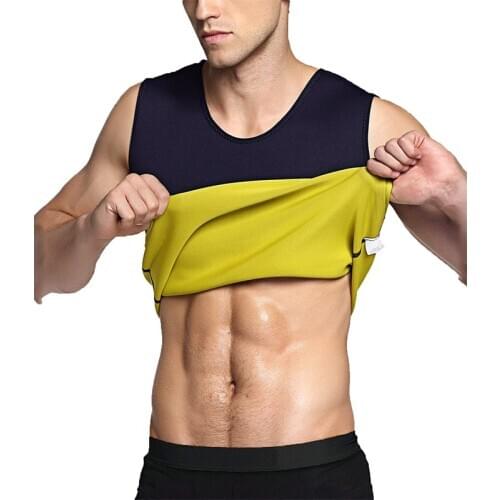 Mens Sweat Body Shaper Tummy Fat Burner Tank Top Slimming Vest Weight Loss Shapewear Neoprene Vest Chest Compression Undershirt