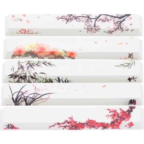 Mstone Novelty allover dye sub Keycap spacebar mechanical keyboard 6.25u Plum Orchid Bamboo Bird cherry profile chrysanthemum