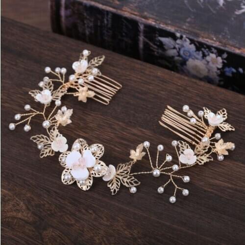 Gold vintage Womens Bridal Hair Accessories Wedding Pearl Headband For Women Accessories Bridesmaid Hair Jewelry Tiaras
