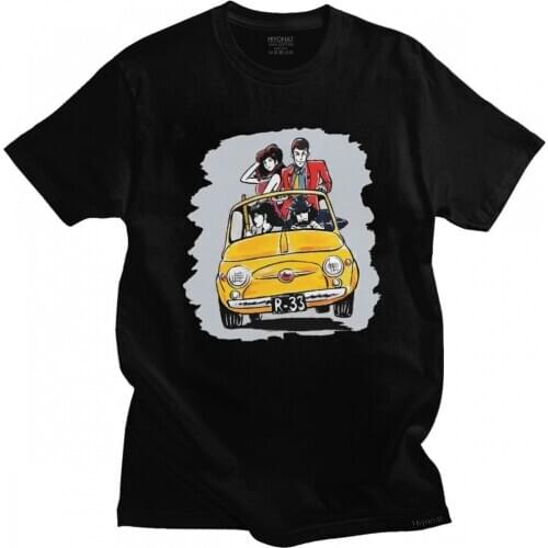 Lupin The Third T Shirt Men 100% Cotton Graphic T-shirt Short Sleeved Arsene Lupin Koichi Zenigata Tee Tops Slim Fit Apparel