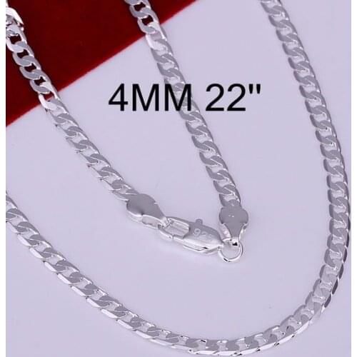 N132-22 Wholesale Silver Color Necklace, Factory Price High Quality Fashion Jewelry 4mm Necklace-22 Inches /adsaiuza Adwaivda