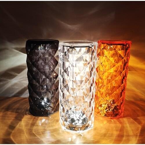Crystal Table Lamp Bedroom Desk Deco Bed Night Light Touch Dimmable Chargable LED Lighting Fixture for Bar Cafe Restaurant Hotel