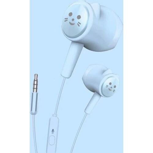 Headphone Cute Cats Shape Durable Plastic Wired Sports Headset for Outdoor