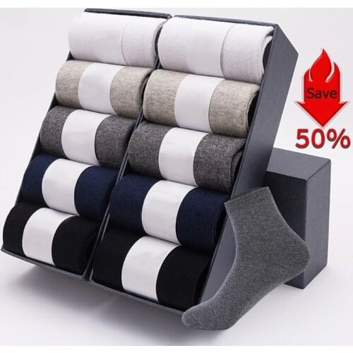 2020Mens Cotton Socks New Style Black Business Men Socks Soft Breathable Summer Winter for Male Socks Plus Size (6.5-14)