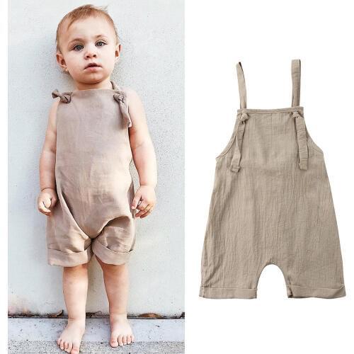 2018 Brand New Toddler Infant Newborn Kid Boy Girl Bib Pants Romper Jumpsuit Playsuit Outfit Solid Summer Clothes 0-3T