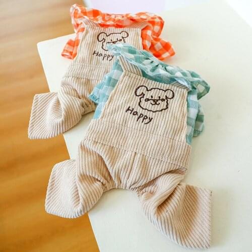 Pet Clothing Dog Cat jumpsuit for dogs Plaid Patten Lotus Leaf Puppy Overalls for Small Dog dog costumes Dog Jumpsuit