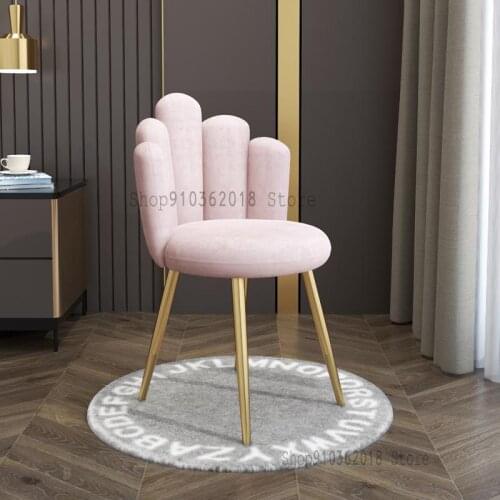 Simple Nordic Home Backrest Dressing Table Chair Iron Art Small Makeup Stool Nail Chair Ins Bow Net Red Stool