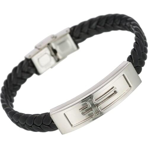 Dropshipping Fashionable Jewelry Wholesale Price Silicone Wristband For Men Hot Selling Cross Stainless Steel Bracelet