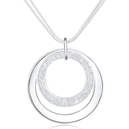 Silver color exquisite noble luxury charm fashion women lady charms wedding circle Necklace 18 inches Silver jewelry N056