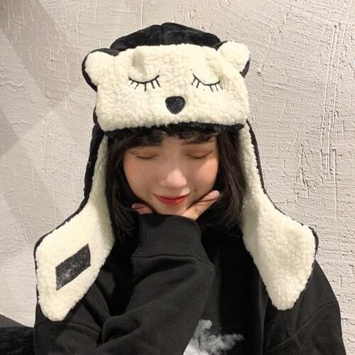 Hat Female Winter Cycling Wind-Proof Cap Windproof Lei Feng Hat Female Earflaps Warm Cotton Hat Korean Cute