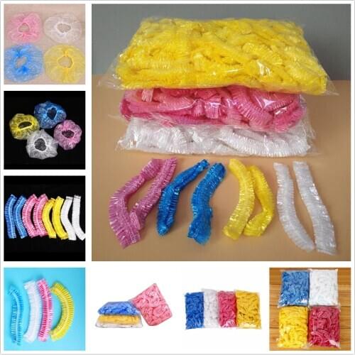 100Pcs Disposable Hair Shower Cap Non-woven Pleated Anti Dust Hat Set Women Men Bath Caps Hair Salon Beauty Accessories #7515