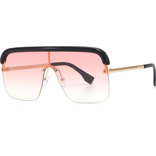 Punk Sunglasses Men Gradient Oversized One-piece Sunglasses Flat Top Women Sun Glasses Metal Glasses Frame Lady Shades Goggle