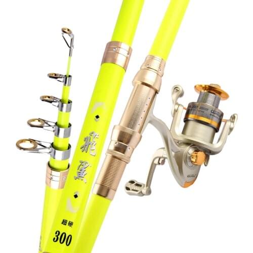 Fishing Rod and Reel Combos- 4.5M Spinning Fishing Rod M Power Telescopic Rock Fishing pole Carp Feeder Rod Surf Spinning Rod