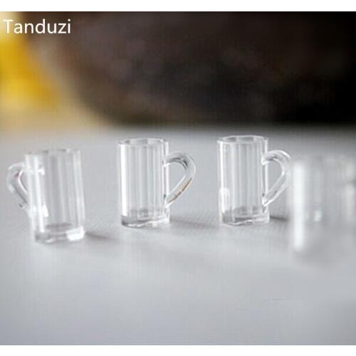 Tanduzi 4pcs Japanese Kawaii Simulation Mini Beer Mug Cups Tableware DIY 1:12 Dollhouse Miniature Decoration Plastic Crafts