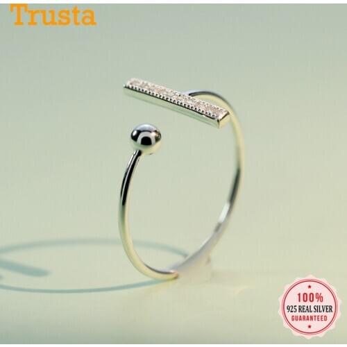 Trustdavis 100% 925 Sterling Silver Fashion Stick CZ And Ball Cocktail Ring Sizable For Women Wedding Party Jewelry DA208