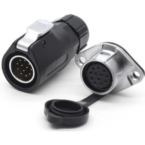 XHP20, Waterproof 12 Pin LED Light Power Aviation Connector Male Plug Female Socket Cable For 3-12mm